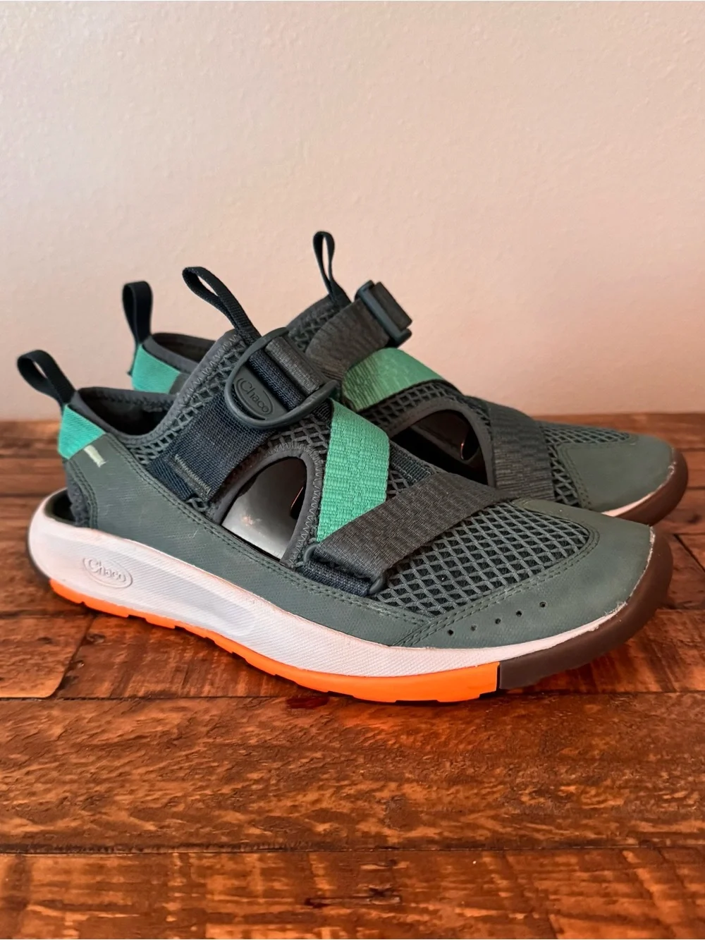 Chaco Men's Odyssey Sport Slip-On Athletic Sandals in Teal and Gray